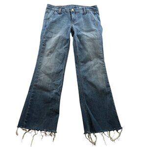 J. Crew Womens Jeans Size 4 City Fit Flare Frayed Hem Blue Denim Casual Y2K